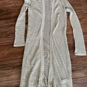 Forever 21 Beige Open-Knit Longline Cardigan